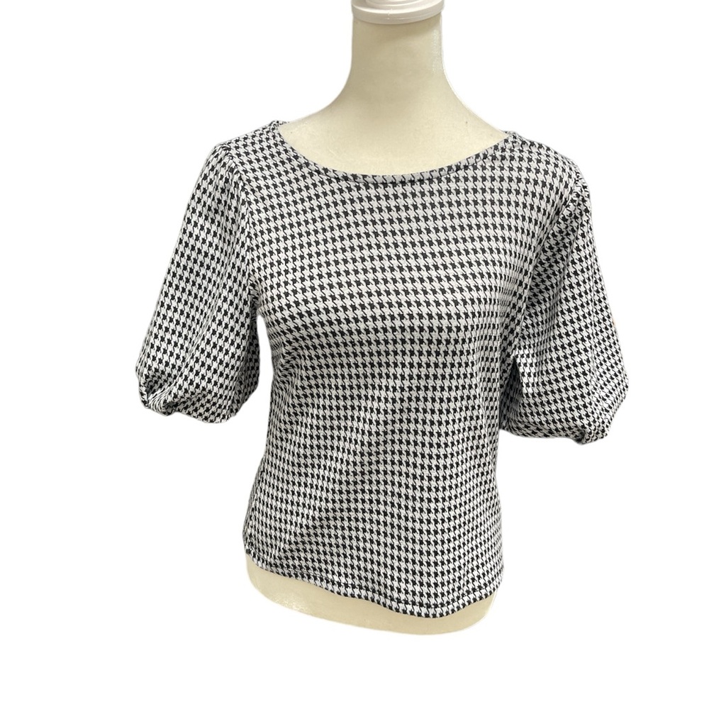 Haute Monde houndstooth pattern Print Top Black/White Sz small